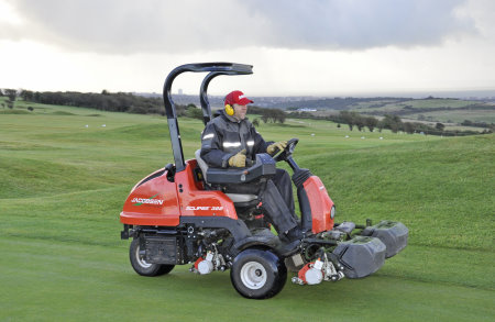 Head greenkeeper Rob Hudson with his diesel-electric hybrid Eclipse 322