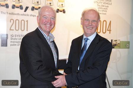 Marc Dufour, President and CEO of Club Car (left) and PGA chief executive Sandy Jones