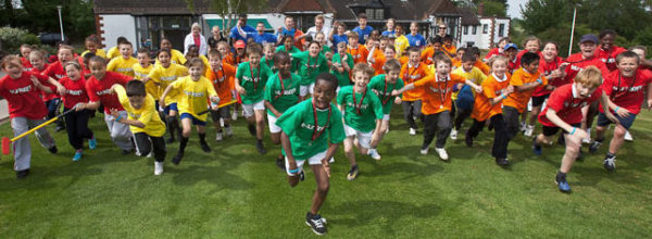 Charge! School children take part in the Golf Foundation's HSBC Golf Roots programme.