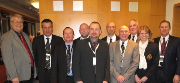 (from left): Stig Persson (Past Chairman-FEGGA) Johannes Vogt (Past President-Swiss Greenkeepers Association) Norbert Daverat (Chairman-Swiss Greenkeepers Association) Olafur Por Agustsson (Chairman-FEGGA) Kamil Pacenka (Vice Chairman-FEGGA) Giovanni Nava (Board Member-FEGGA) Dean Cleaver (Executive Officer-FEGGA) Michael McFeely (Past Board Member FEGGA) Barbara Albisetti (Swiss Golf Association) Richard Heath (General Secretary European Golf Association)