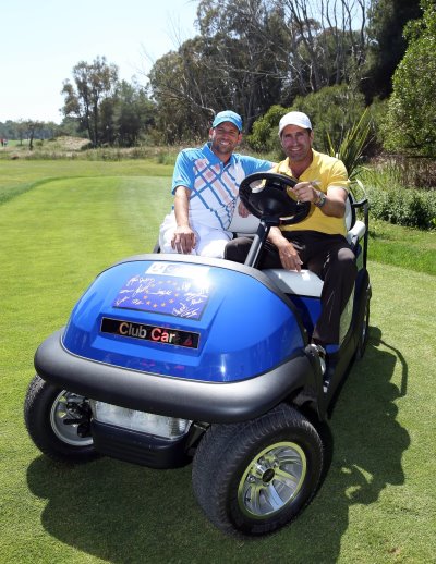 Victorious 2012 European Ryder Cup Team captain, José María Olazábal, is joined by his friend and European team member, Sergio Garcia, to reunite with his unique, fully signed Captain’s Car.