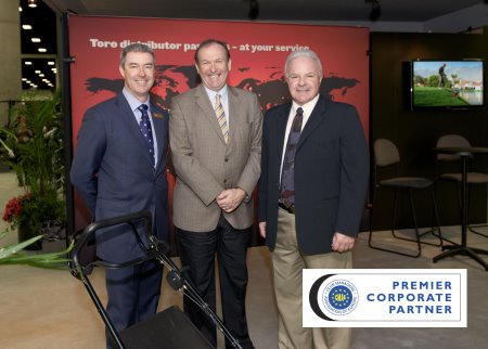 CMAE executive director Jerry Kilby, centre, with, from left, Toro’s Andrew Brown and Barry Becket