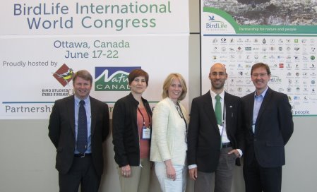 (l – r) Steve Isaac (R&A), Kimberly Erusha (USGA), Caroline Jacobsson (BirdLife Europe), Ariel Brunner (BirdLife International), Jonathan Smith (GEO)