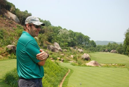 Sir Nick Faldo on the par-three 11th hole of Laguna Lăng Cô Golf Club during the official course opening in March 2013