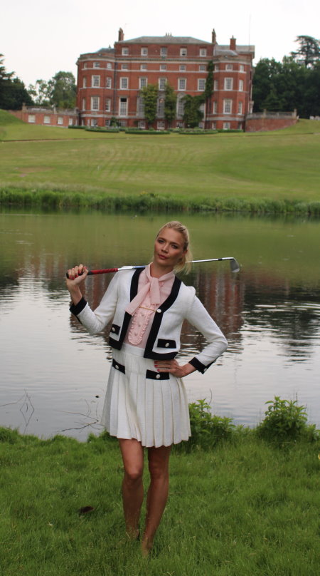 Jodie Kidd in front of Brocket Hall