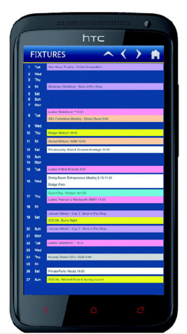 Fixtures screen page