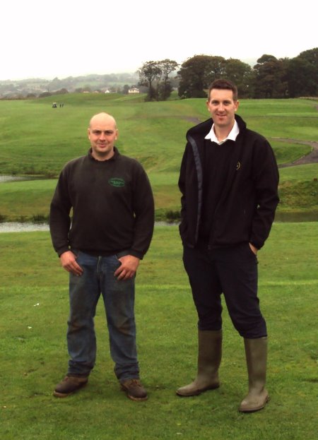 Rob Hall, assistant head greenkeeper at Regent Park Golf Course (left) on the 5th tee with Paul Moreton of British Seed Houses.