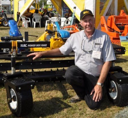 BLEC Global's Gary Mumby with the new Power Box Rake