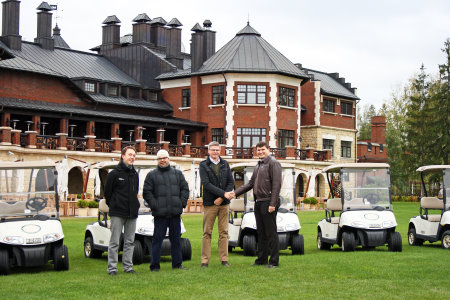 The handover of the fleet of E-Z-GO RXV golf cars at Pestovo Golf & Yacht Club