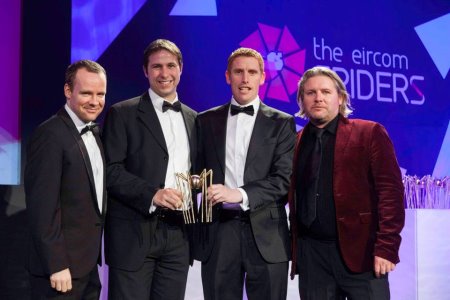 (From left) Comedian and host Neil Delamere, Directors of Target Golf Management Andy Kenny and Garrett Donnery, award sponsor Simon Walsh
