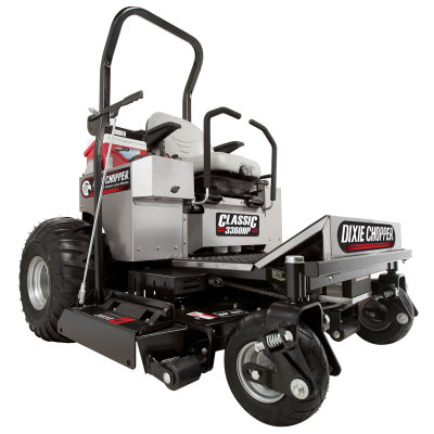 Dixie Chopper’s Classic 3360 zero-turn mower is powered by a 33 hp petrol engine