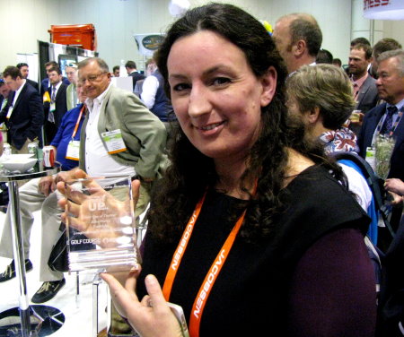Ellie Parry receives her award at the Golf Industry Show in Orlando