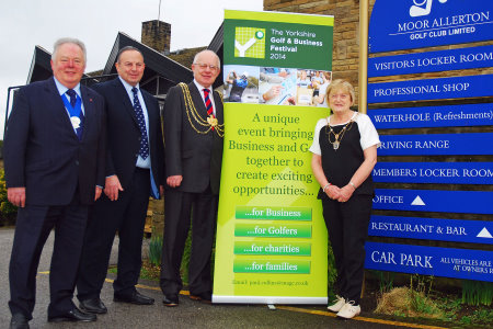 Cannon Keith Madeley MBE, Henry Stone chair of Moor Allerton Golf Club, the Lord Mayor of Leeds, Councillor Tom Murray and the Lady Mayoress, Edna Murray