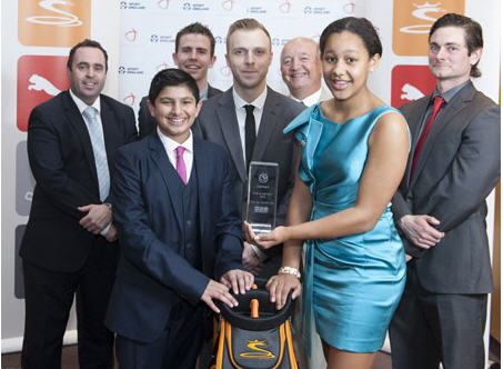 From left: Adam Frontal, junior member Jeehvan Singh, Jonathan Pearson, Craig Verrinder of COBRA PUMA GOLF, Ray Agar, junior member Adel Watt and Paul O’Donnell. (© Leaderboard Photography)