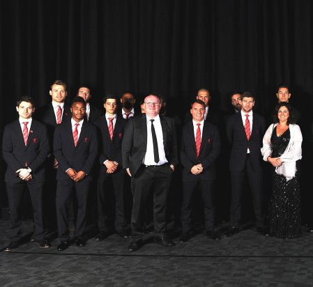 Steve Elford and Stephanie Zinser from Lynx Golf, with Liverpool players and staff.