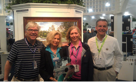 Left to right: Thomas J. O’Toole Jr., president of the USGA; Linda Hartough, artist; Mary Lopuszynski, USGA senior director of merchandising and licensing; and Mike Butz, USGA senior director of merchandising and licensing