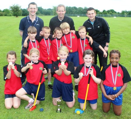 St Stephen's School pupils with PE co-ordinator Paul Puckey, left, Gareth Benson, centre, and Aaron Williams