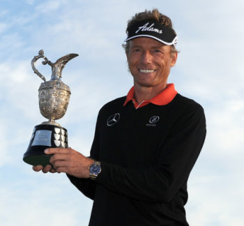 Bernhard Langer with the Senior Open Championship trophy