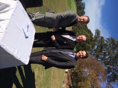 Faldo Series Asia Chief Executive Officer Patrick Young (left) with David Geraghty, President, Castle Hill Country Club, and Lindsay Verdon, Captain, Castle Hill Country Club, at the official signing ceremony