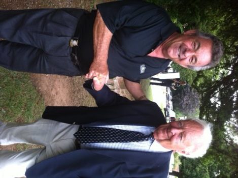 Michael Barrett congratulates Tony Jacklin