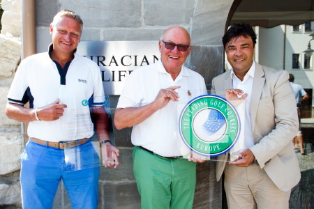 (from left): Stefan Blocher - Thracian Cliffs Ambassador, Wolfgang Kunneth - president of the Leading Golf Courses Europe, Claudio Marini - General Manager of Thracian Cliffs Resort). 
