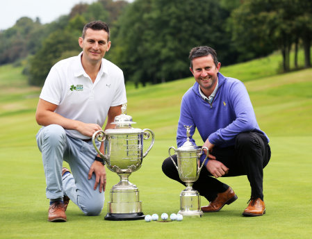 The USPGA Championship and the US Open trophies
