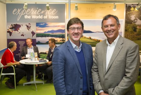 Ian Bulleid of Troon (right) and Jonathan Smith of GEO at the International Golf Travel Market