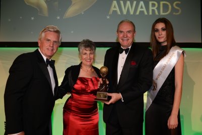 Steve Rider, host; Pamela Gromadzki, Director of International Marketing at Modry Las Golf Club and Arthur Gromadzki, Chairman of Modry Las Golf Club.