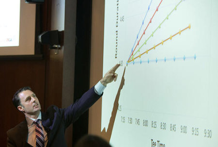 The USGA's Matt Pringle presented several topics surrounding pace of play during the two-day symposium (USGA/John O'Boyle)