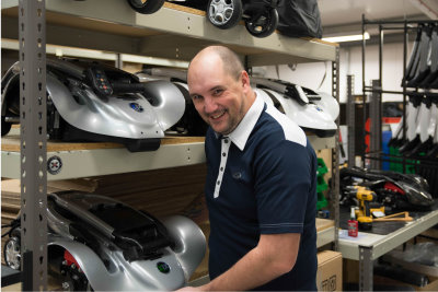 On Course Foundation Member Rob Hansen at work in the Stewart Golf Build Department