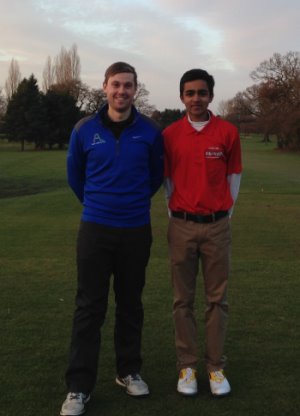 Hatchford Brook Golf Club PGA professional Aaron Lansberry (left) with Ali Jodiyawalla, 15, from Solihull, who has clocked up more than 300 hours voluntary work. His achievement has been recognised with a certificate and pin badge from England Golf