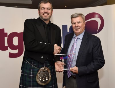 Bob Smith (right) from Peter Millar UK Ltd, with Michael Brooks, TGI Golf Partner at Malton & Norton Golf Club