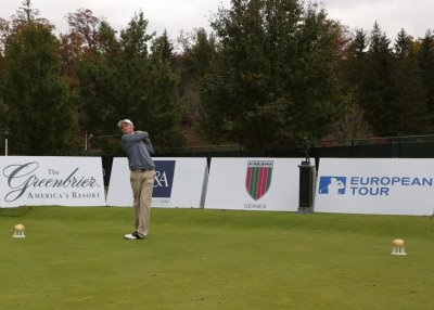  Kieron Harman of Wales tees off at the 2014 Europe Grand Final at The Greenbrier, USA
