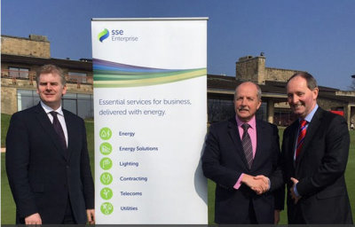 (from left) Paul Williams, PR Manager  The Celtic Manor Resort; Jim McPhillimy, Managing Director of SSE Enterprise, Andy Stubbs, Managing Director of the European Senior Tour