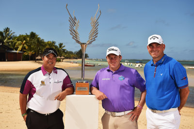 (from left) Kiradech Aphibarnrat, George Coetzee and Thomas Bjørn