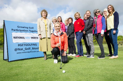 Carin Koch (front), Kate Hoey MP (left) and the ladies of Wimbledon Common Golf Club launch National Golf Month