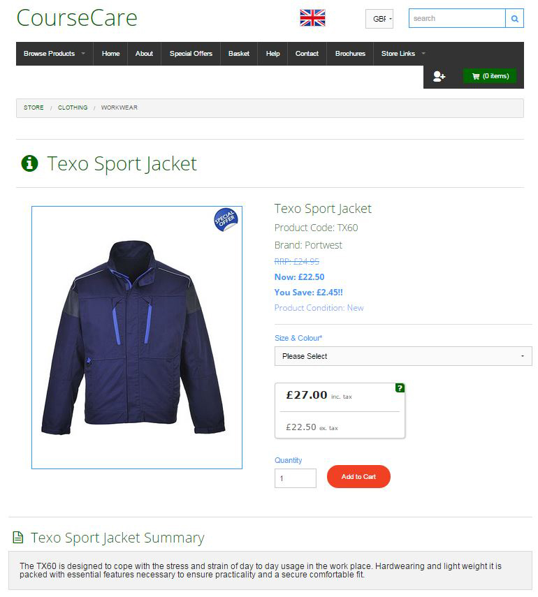 Easy on-line ordering from CourseCare.net