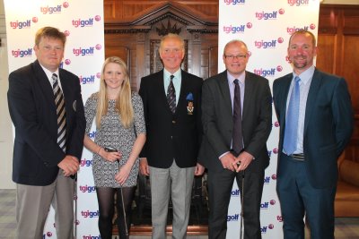 The winners from TGI Golf’s event at Notts (Hollinwell). From left: Warren Lockett (PGA Pro Cleckheaton & District); his daughter Megan Lockett; Stewart England (Notts GC Captain); Mark Lawrence, Apparel & Footwear Category Sales Manager Nike Golf UK; Ian Martin, TGI Golf Senior Retail Consultant.