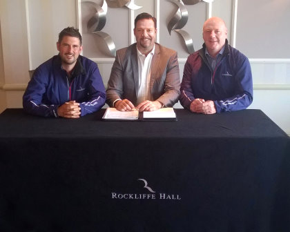 Rigby Taylor's Mark Whiting, centre, flanked by Pete Newton (left) and Davy Cuthbertson