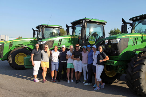 Members of the European 2015 Solheim Cup team (left to right): Maria Hjorth, Charley Hull, Fanny Sunesson, Caroline Hedwall, Melissa Reid, Sophie Gustafson, Gwladys Nocera, Carlota Ciganda, Caroline Masson and Carin Koch