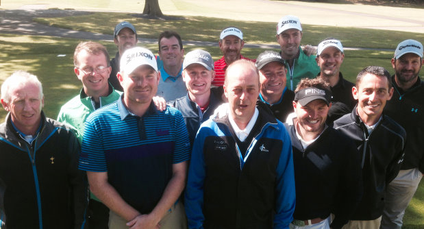 Jon Bevan, front centre, and the team plus vice captains Albert Mackenzie and Martyn Thompson and team liaison officer Neil Mossman