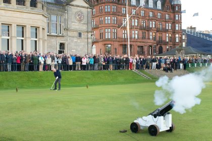 Gavin Caldwell, the new Captain of The Royal and Ancient Golf Club of St Andrews, drives in to office