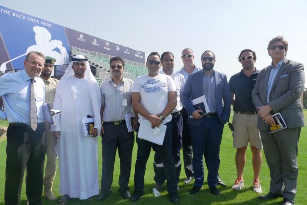 Nick Tarratt, Director European Tour International - Dubai, 1st Warrant Officer Moosa Al Halyan, Dubai Police and Julian Small, Managing Director, Club Operations, Jumeirah Golf Estates with the Government of Dubai and DP World Tour Championship planning team