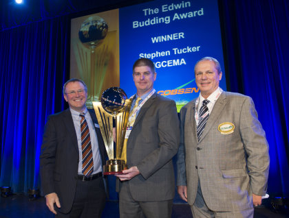 Stephen Tucker with the Edward Budding award