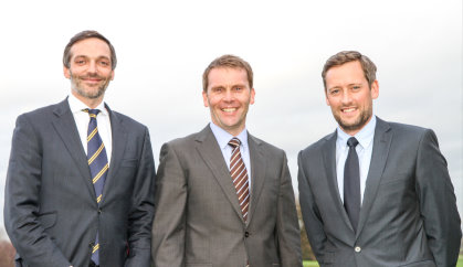 Golfbreaks.com marketing director Keith Mitchell, left, and Adam Ward (right) with PGA deputy chief executive Robert Maxfield (courtesy of Adrian Milledge)