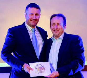 Director of Golf at Gleneagles, Gary Silcock (left) being presented the Gold Flag Award by Chief Executive of 59club, Simon Wordsworth