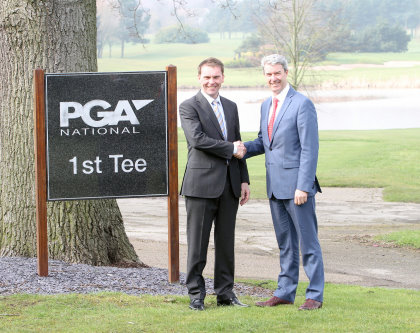 Robert Maxfield (left), PGA deputy chief executive with Andy Brown, Toro’s senior sales manager (courtesy of Adrian Milledge)