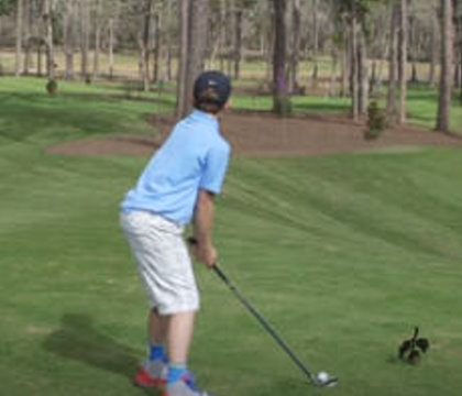 Taylor Crozier is about to hole in one