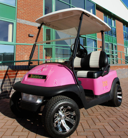 Bradshaw's pink Club Car Precedent i2 golf buggy