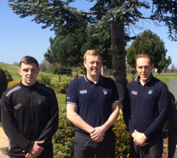(from left) Scott Kempson, golf operations assistant; Jonny Chaisty, director of golf; and Simon Lawton, golf operations manager.